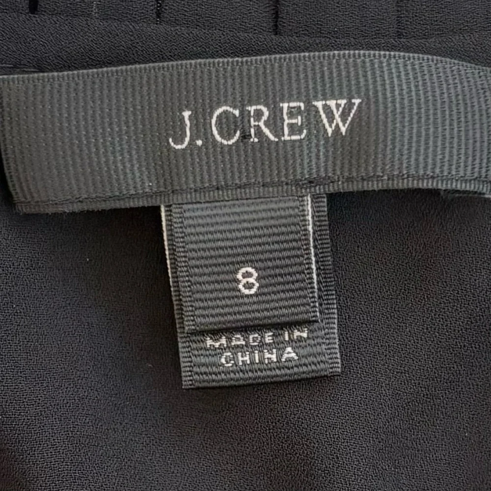 J.CREW Black Ruffle Neck Tie Back Sleeveless Blouse Workwear Size 8